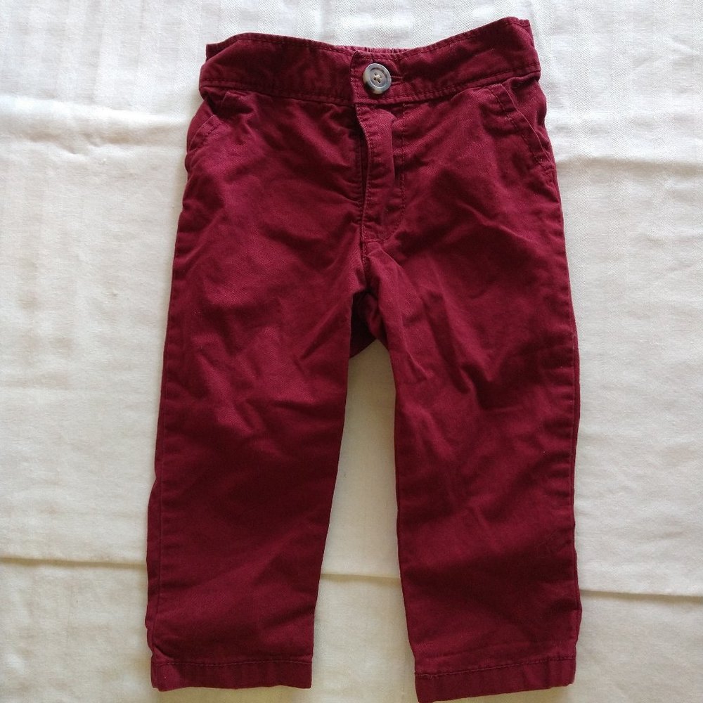 infant casual pants, maroon, 6-12M